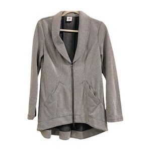 Cabi Grey White Stripe Back Zipper High Low Blazer Jacket Size XS